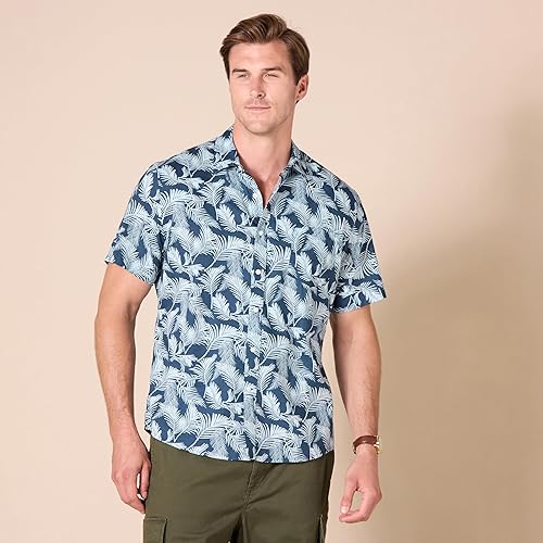 Miniatura 6 de Tienda Essentials Camisa ajustada de manga corta con botones para hombre