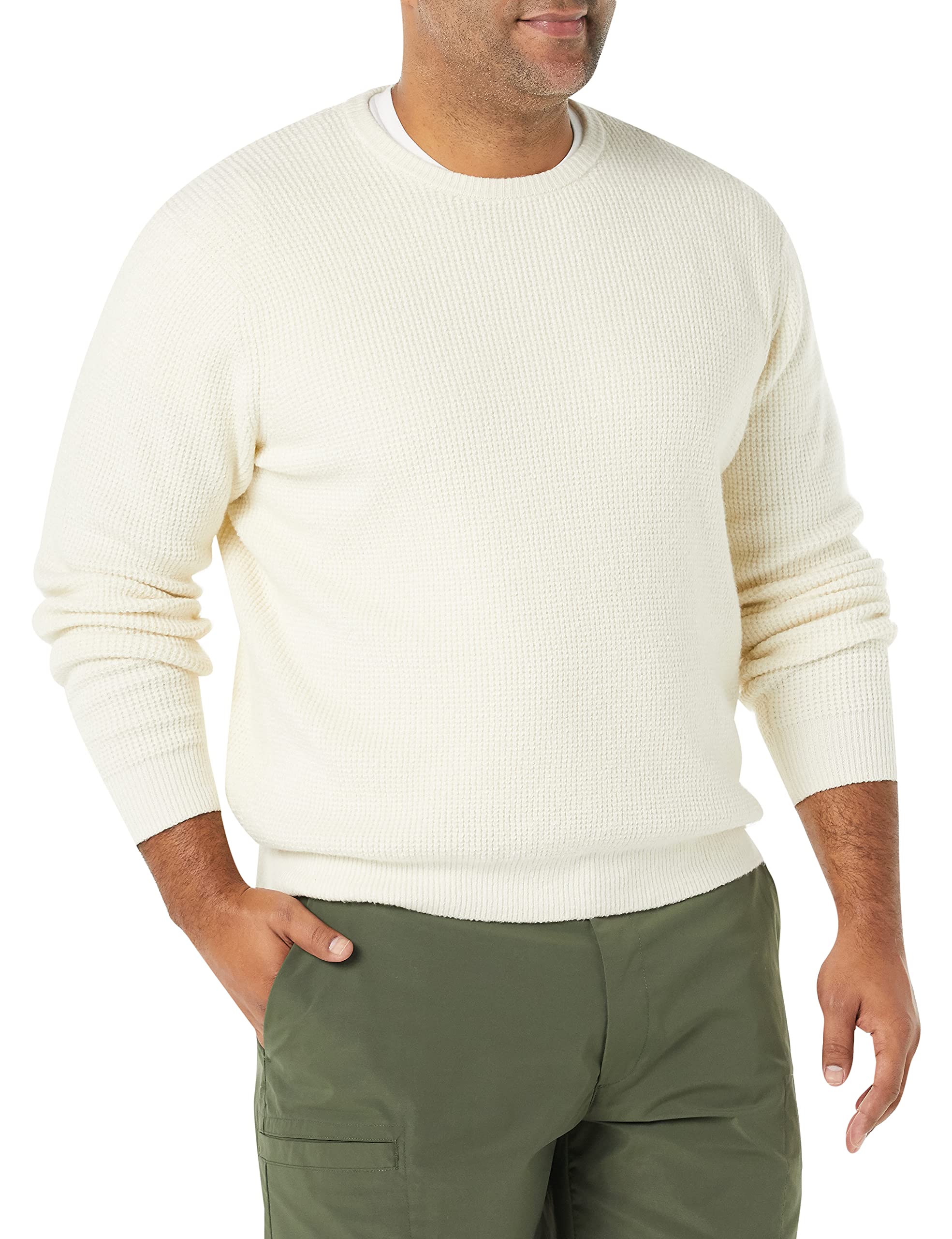 Amazon Essentials Homme Pull Ras-du-Cou, à Manches Longues, Point Gaufré, Doux Au Toucher
