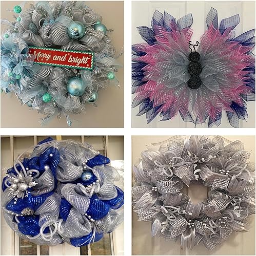 Miniatura 6 de 2 rollos de cintas decorativas de malla de polietileno de 10 pulgadas x 30 pies cada rollo de cinta de malla metálica para árbol de Navidad, rollos