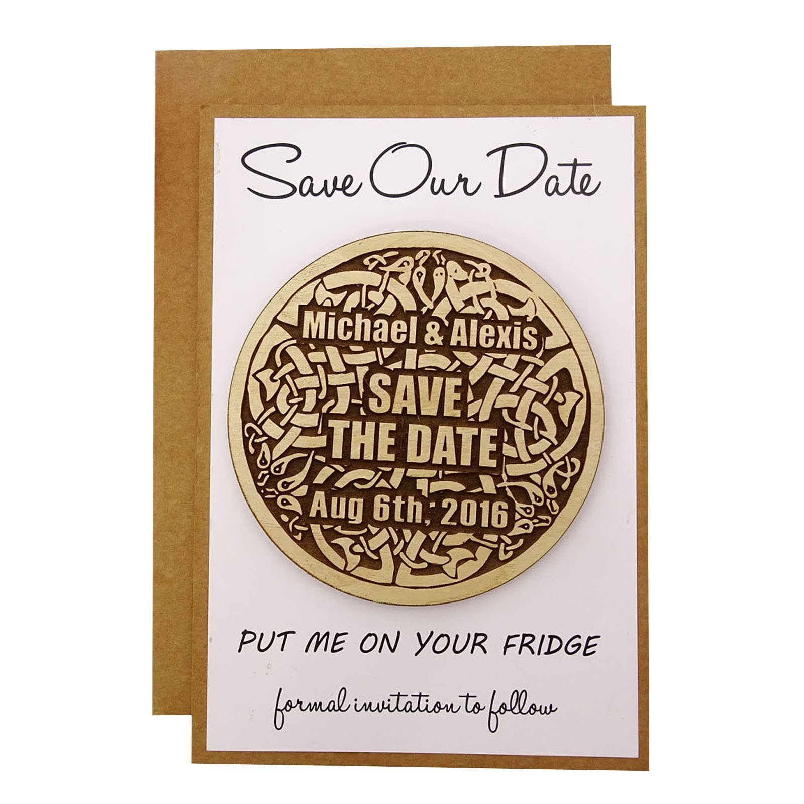 Magnet mariage bois personnalisé Save the Date rustique lot de 30 - 5