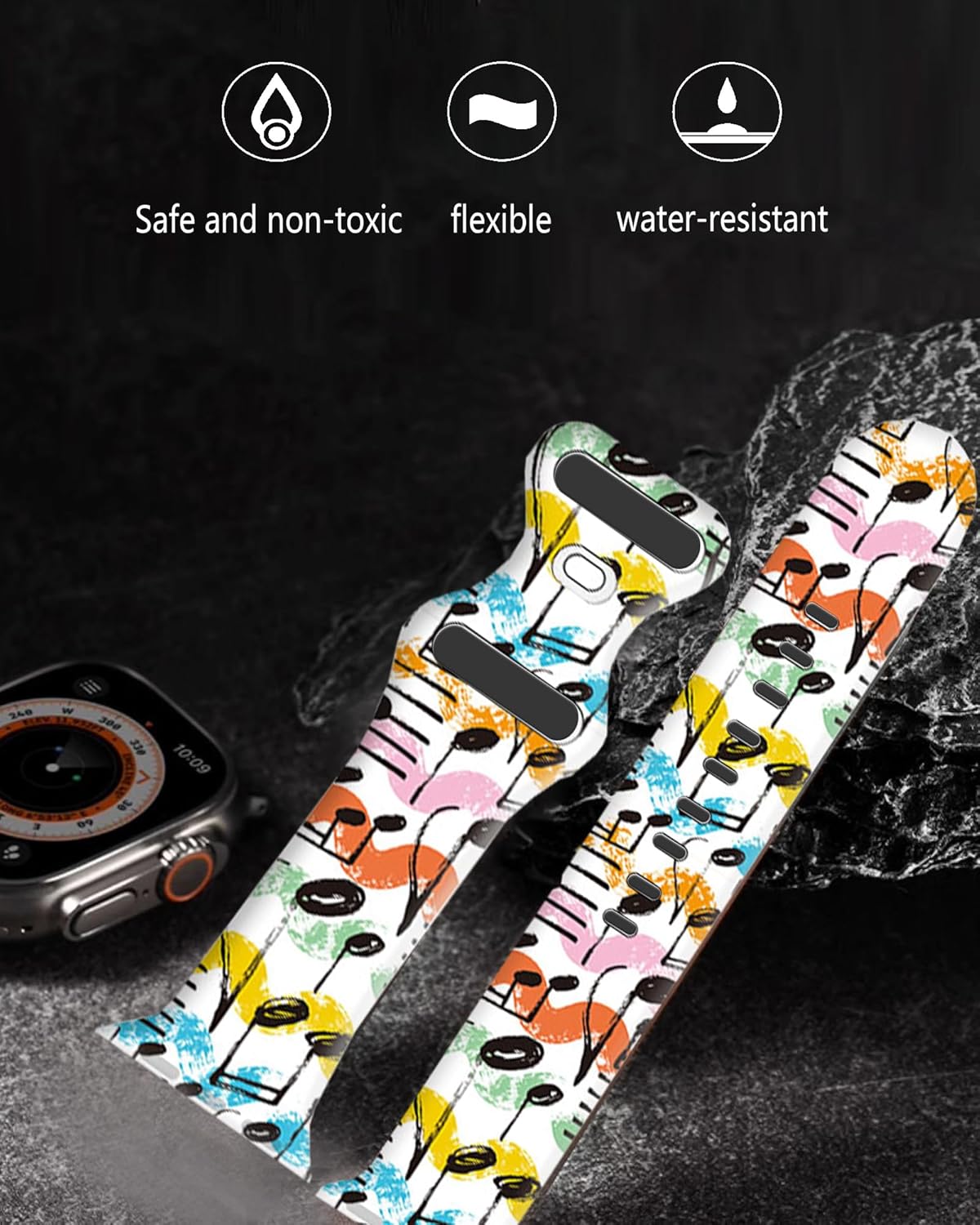 Sport Watch Bands Compatible with Apple Watch Band 38mm 40mm 41mm for Women Men, Adjustable Soft Silicone Replacement Smartwatch Wristband for iWatch Series 7 6 5 4 3 2 1 SE c