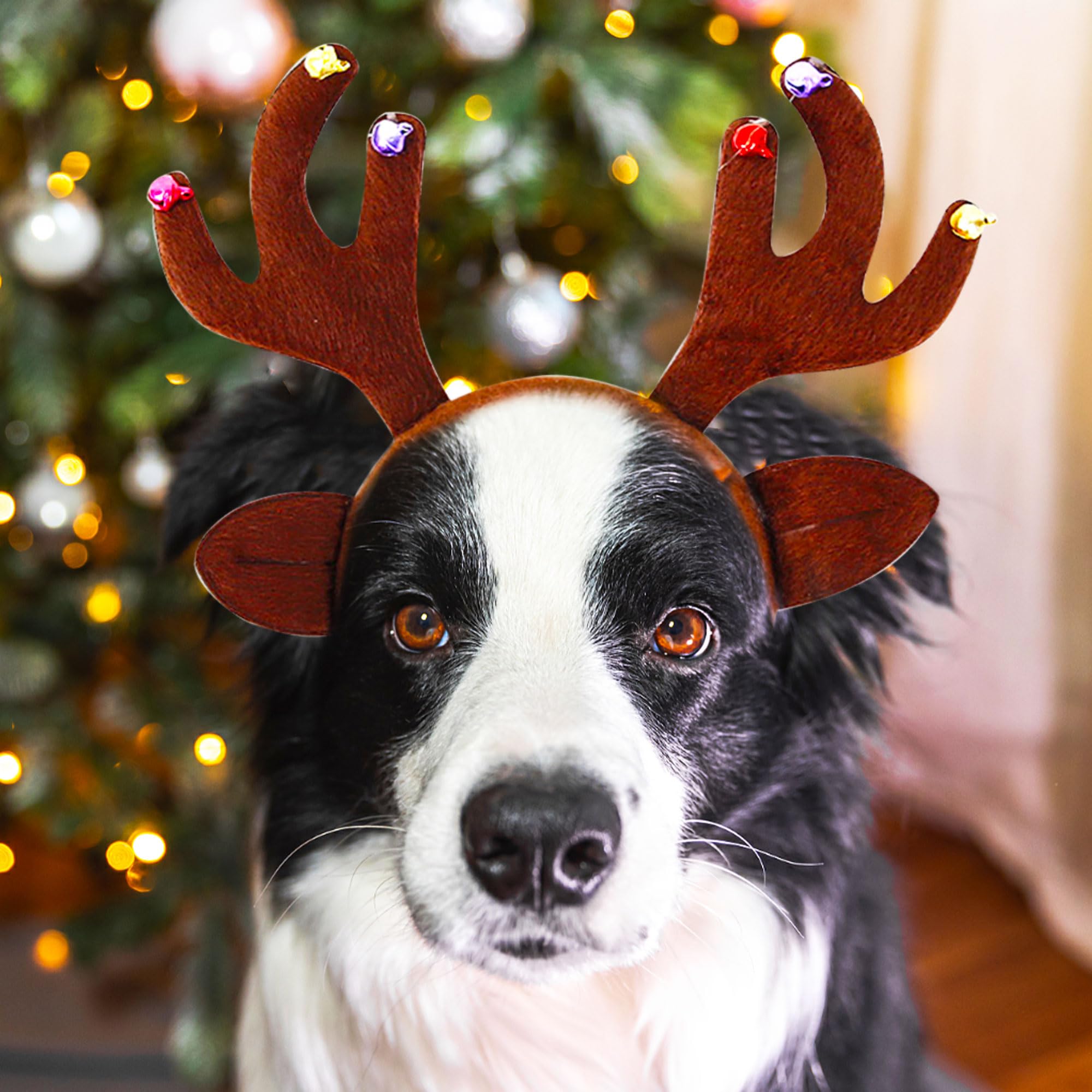LaVenty 4 PCS Christmas Party Hat Xmas Party Headband for Dog Christmas Hat Reindeer Horn Headband Funny Xmas Party Photo Booth Props - Image 4