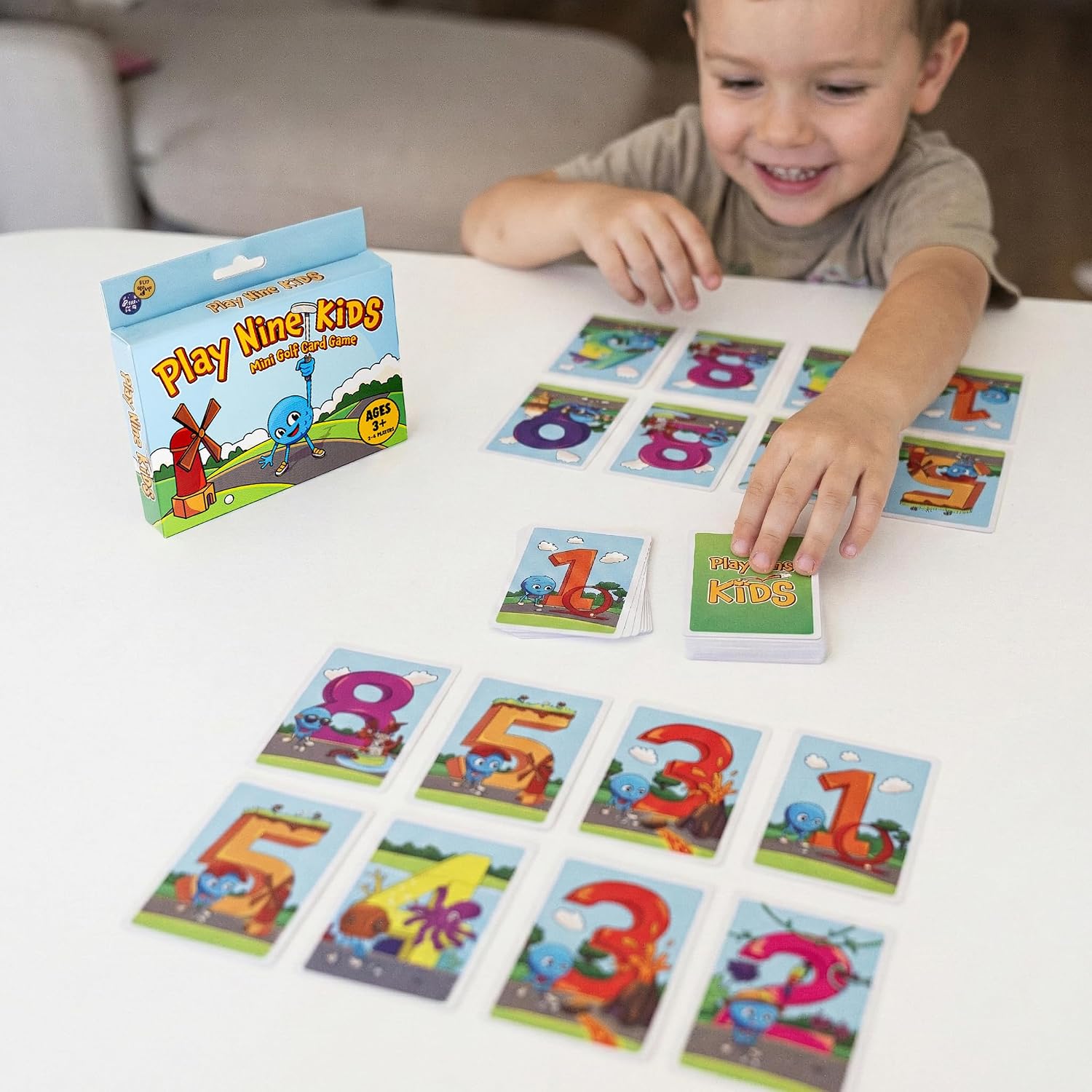 Play Nine Kids: Mini Golf Card Game – Learn and Match Numbers, Fun Math & Strategy Skills for Kids - Family Board Game – Easy to Learn, Educational Number Matching – 2-4 Players, Ages 3+