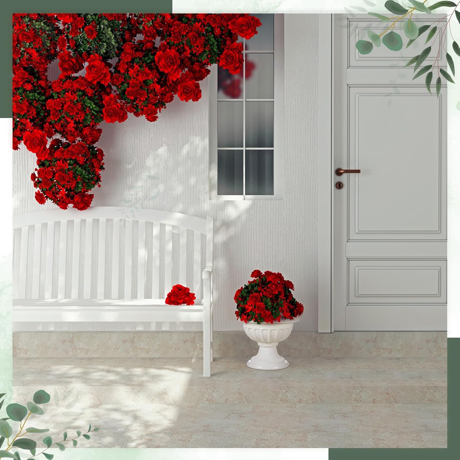Zhehao 4 Pcs Classic Urn Planter Plastic Urn Planters Outdoor 12 x 10 Inch Traditional Pedestal Flower Pots Outdoor Large White Vases Indoor for Garden Patio Front Porch