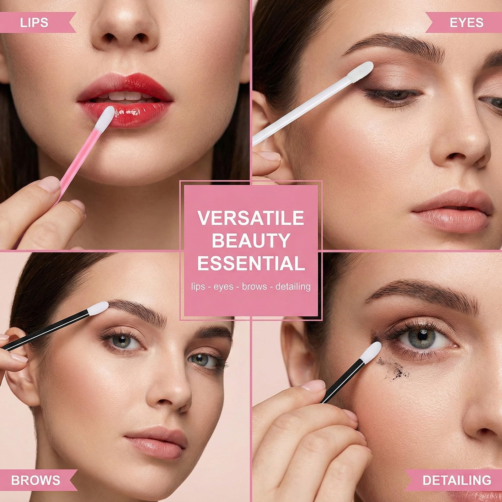 Pennello Make Up,150 Pcs Pennello Labbra, Pennellos per Labbra,Kit di Strumenti per Il Trucco Multifunzionale,per Rossetto, Lucidalabbra,Trucco e Bellezza