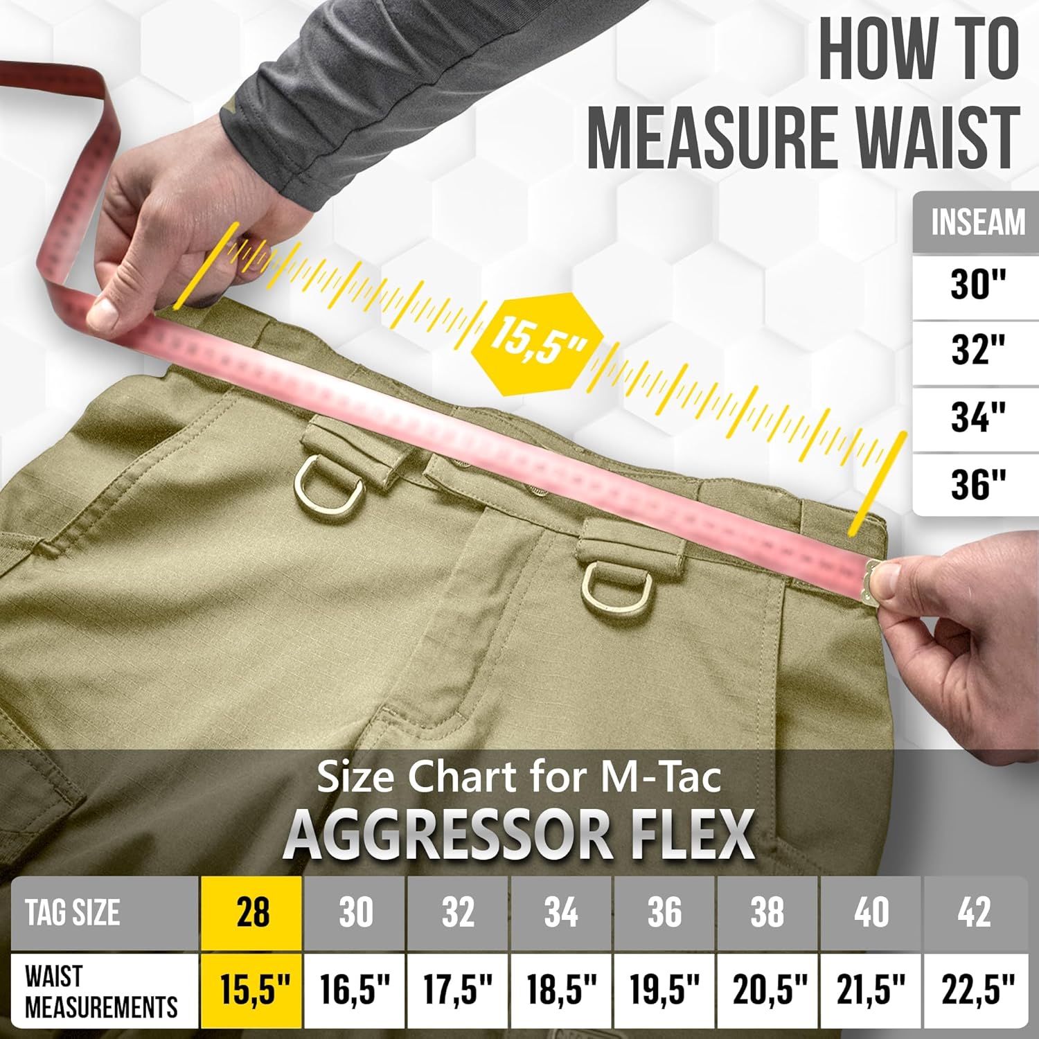 M-Tac Aggressor Flex Tactical Cargo Pants for Men – Durable Rip-Stop Cargo Work Trousers with Reinforced Knees, Stretch Fit