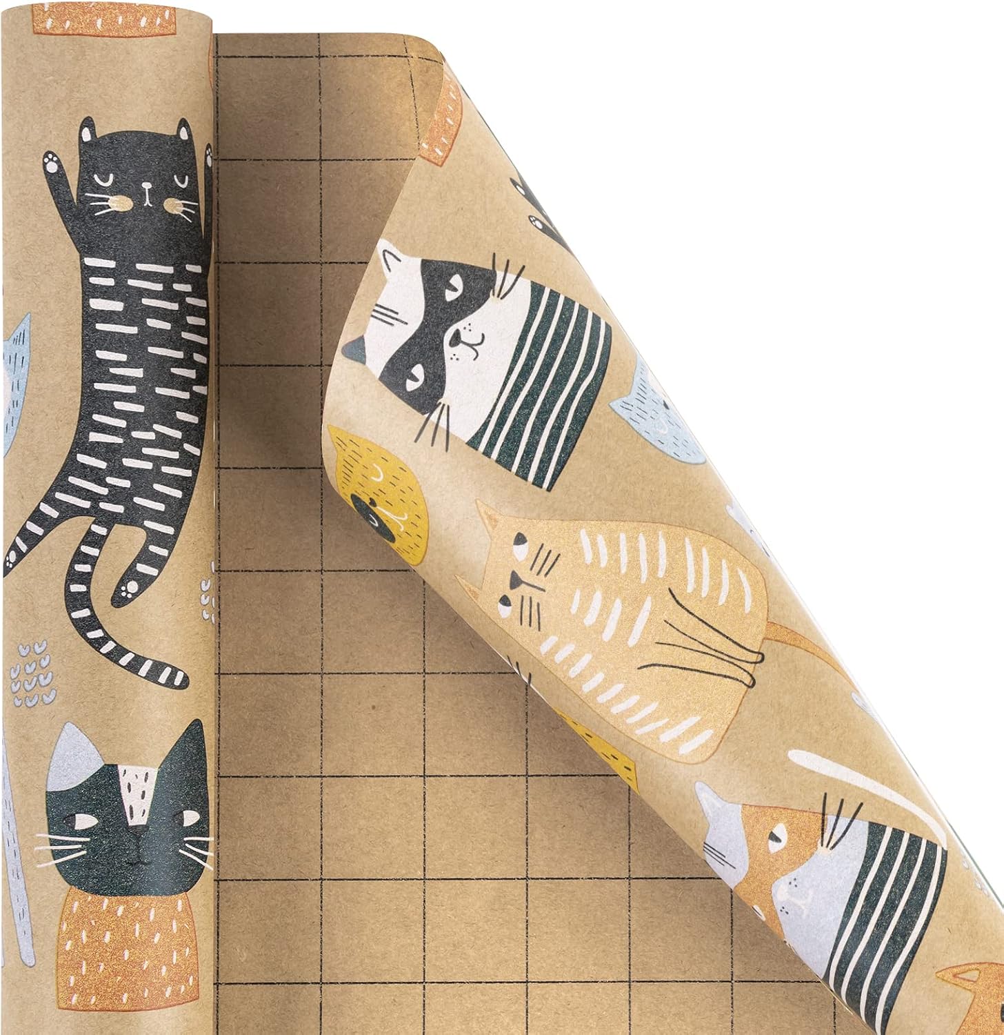 RUSPEPA Kraft Wrapping Paper Roll - Mini Roll - Cat Design for All Occasions - 17 Inches X 32.8 Feet image 5