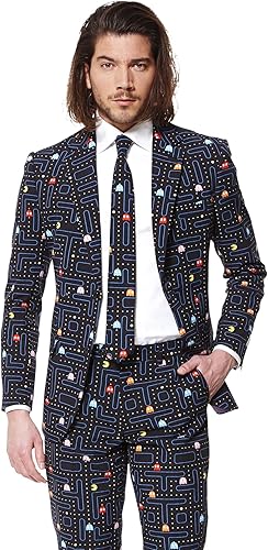 Miniatura 4 de Opposuits PAC-Man Pixel Arcade Game - Traje de hombre - Slim Fit - Negro - Incluye blazer, pantalones y corbata