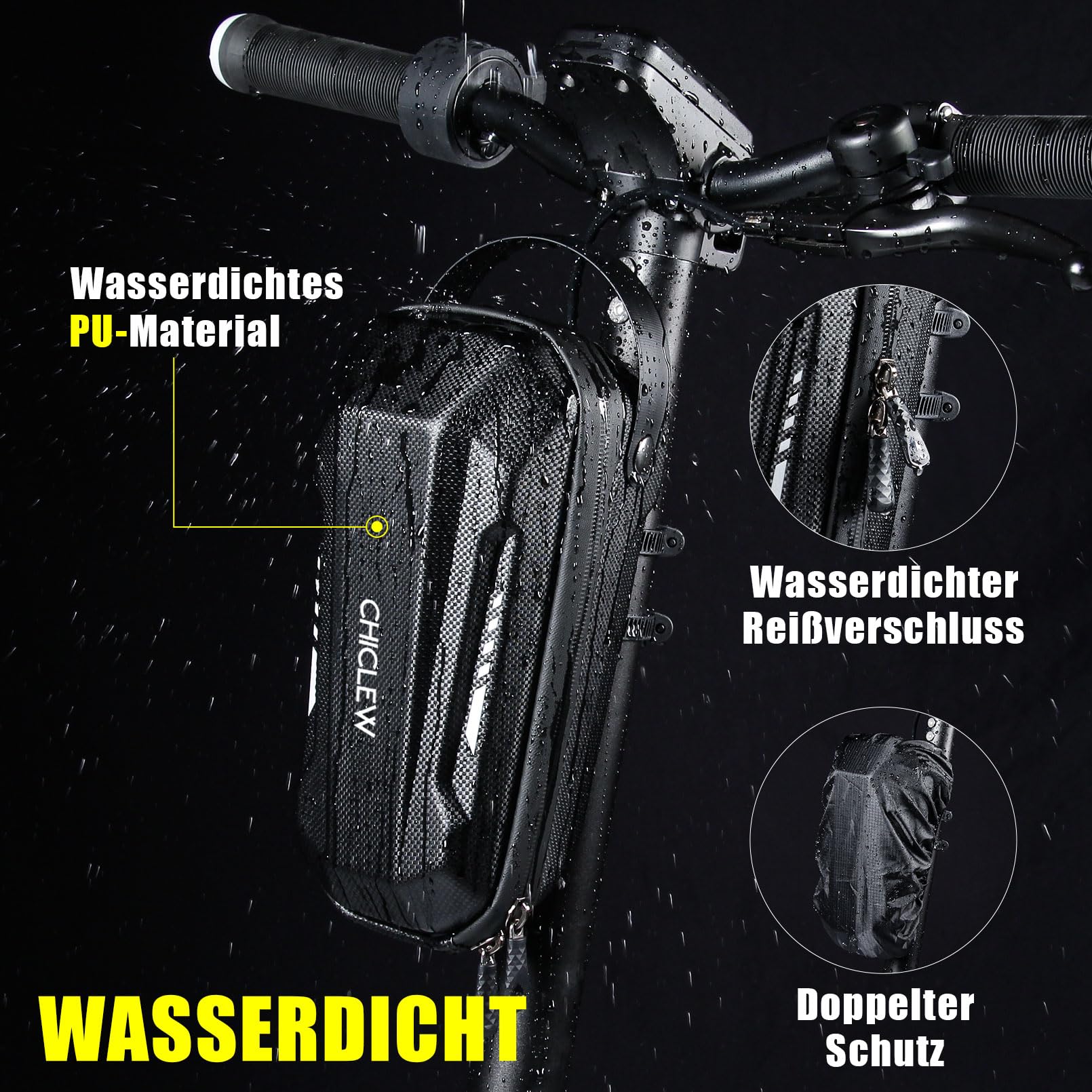 CHICLEW Scooter Tasche für Roller, Rollertasche Front Tube Bag Groß Lenkertasche Wasserfest, Vordertasche für Elektroroller Xiaomi MI Mijia M365 Sedway Ninebot E ES1/ES2/ES3/ES4