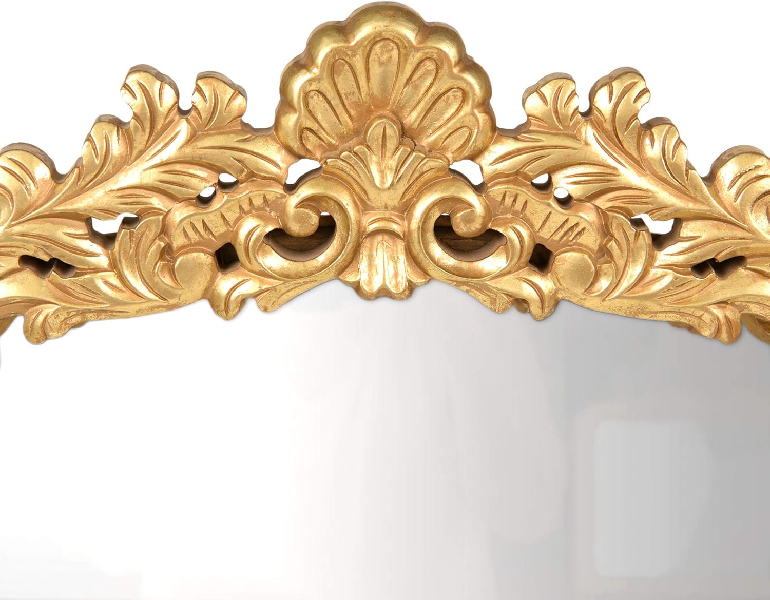 Best Home Fashion Square Arch/Crown Mirror - Gold Finish Wood Frame - 30” W x 35” H