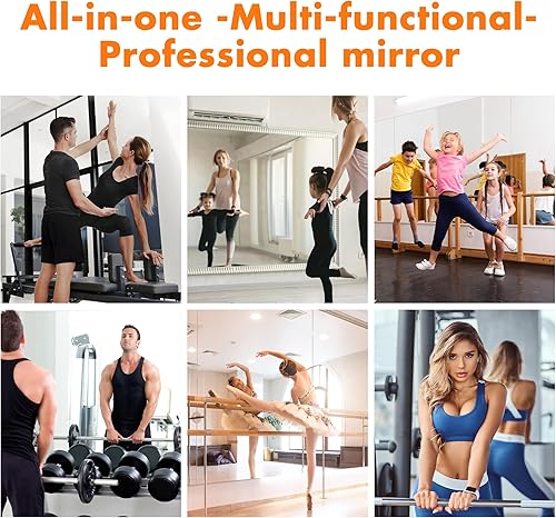 Miniatura 3 de Hasipu Espejo de gimnasio en casa de 55 x 17 pulgadas (cada uno), 3 piezas de espejo grande de cuerpo completo para yoga, espejo de pared grande de