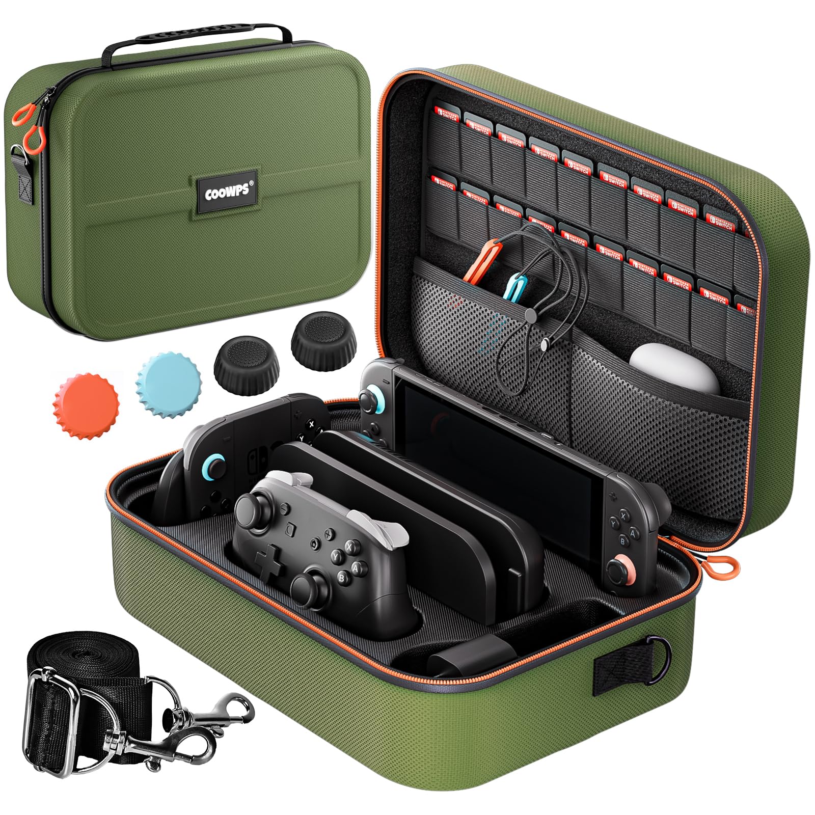 ZOZOVR Switch 2 Funda para Nintendo Switch 2 (2025), Estuche RíGida PortáTil con ProteccióN Total para Viajes, 20 Ranuras para Juegos , Bolsa Grande Antipolvo para Switch 2 Accesorios , Verde Oscuro