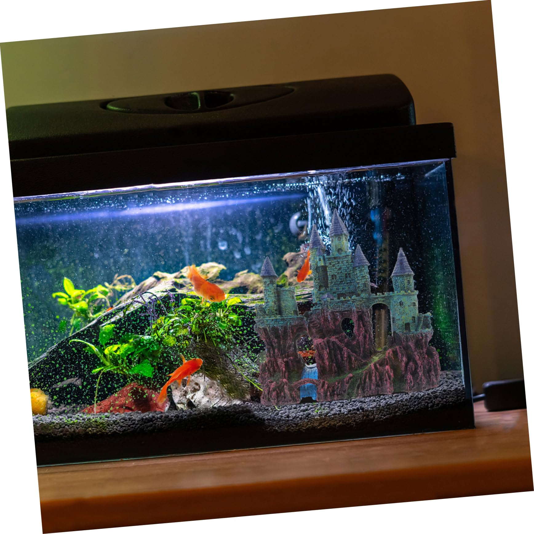 VANZACK Décoration Château Aquarium Rocaille Ornement Paysager Artificiel Décor Résine pour Aquarium Aménagement Colline