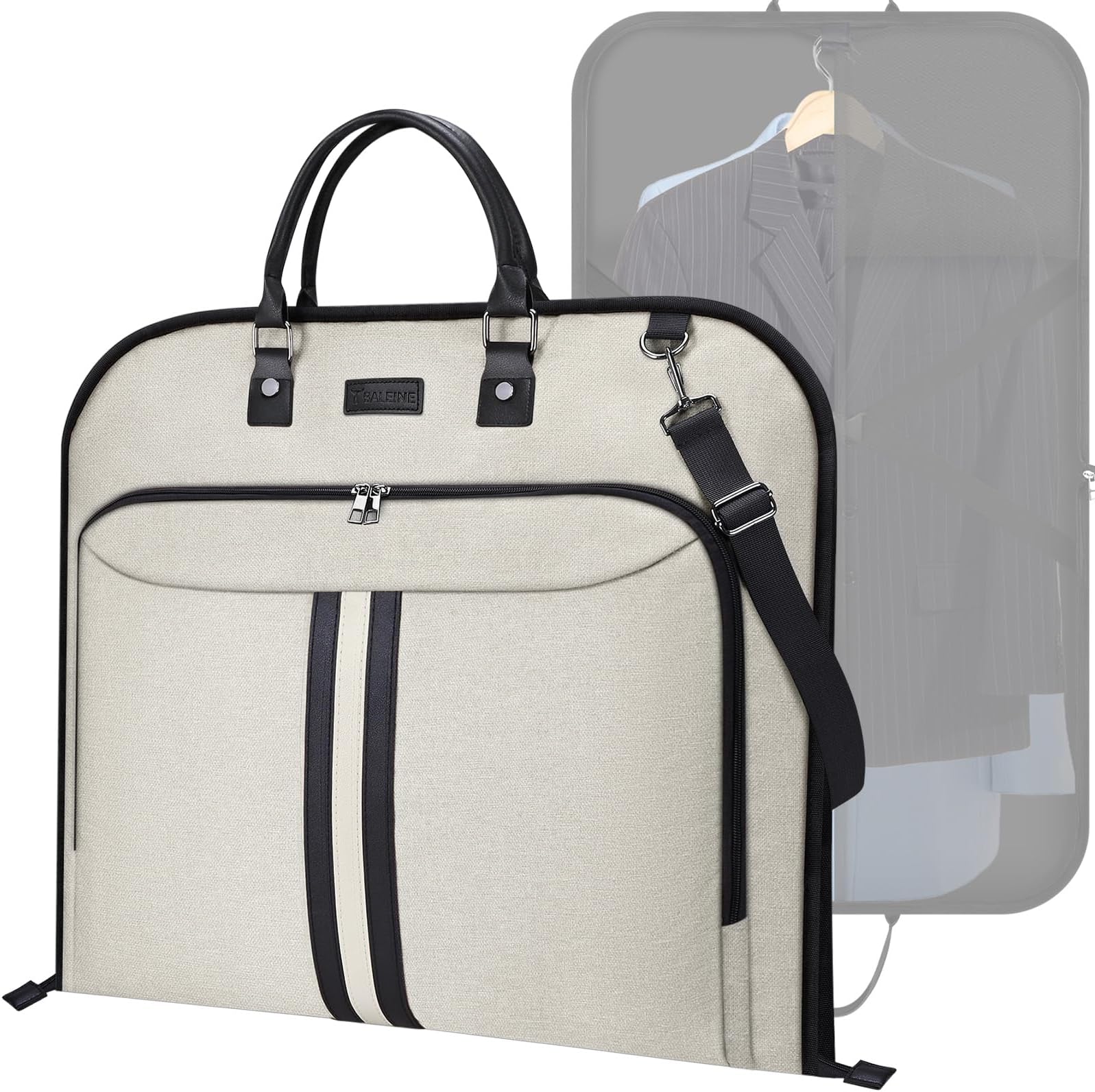 Travel Garment Bag, Travel Suit Bag for Men, 42'' Waterproof Carry on Garment Bag for Hanging Clothes, Garment Duffel Bag for Travel Business (Beige)