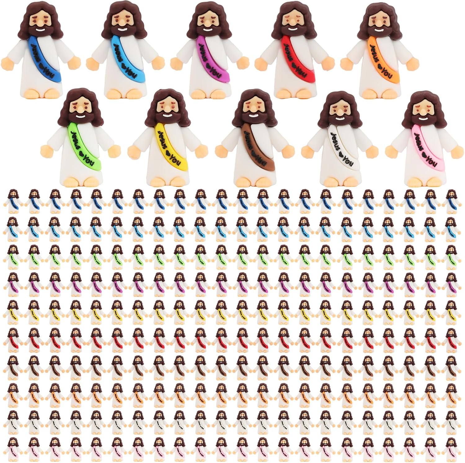 310 Pack Little Jesus Figurines in Bulk, Pocket Jesus Loves You, Jesus Small Figures, Little Tiny Jesus Figures for Church Christmas Party Favors Baptism Gifts(Medium)