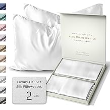 SUNDAYSILKS&trade; Silk Pillow Cases 2 PACK | 22 Momme Mulberry Silk Pillowcase Set of 2 | Standard Queen, King Size | All Sides 100% Pure Silk Slip Pillowcase Bliss for Women, Men, with Zipper [Pure White]