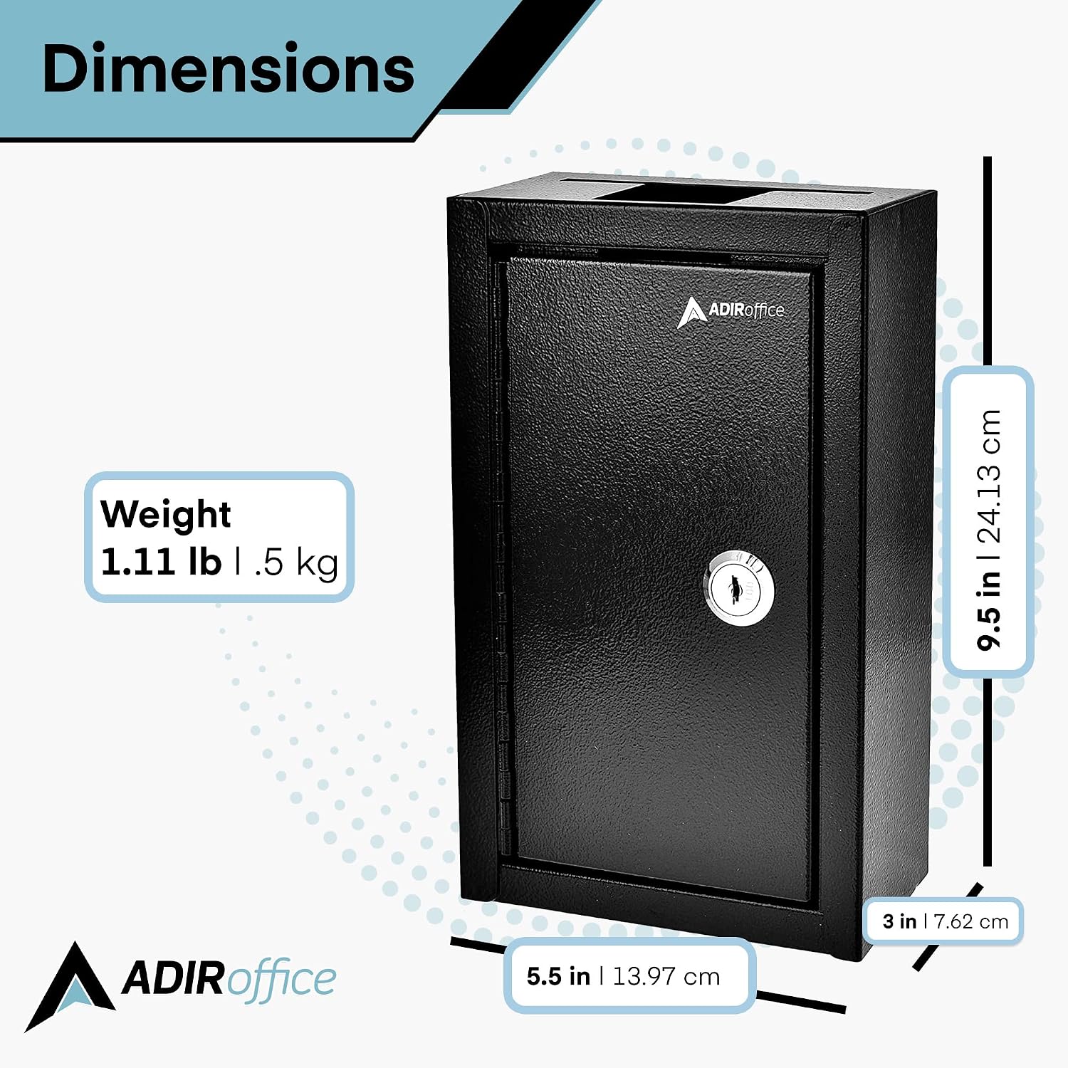 AdirOffice Large Key Drop Box – Large Capacity Commercial Grade Storage Box – Safe & Secure Parcel & Packages - for Home & Business Use (Black)
