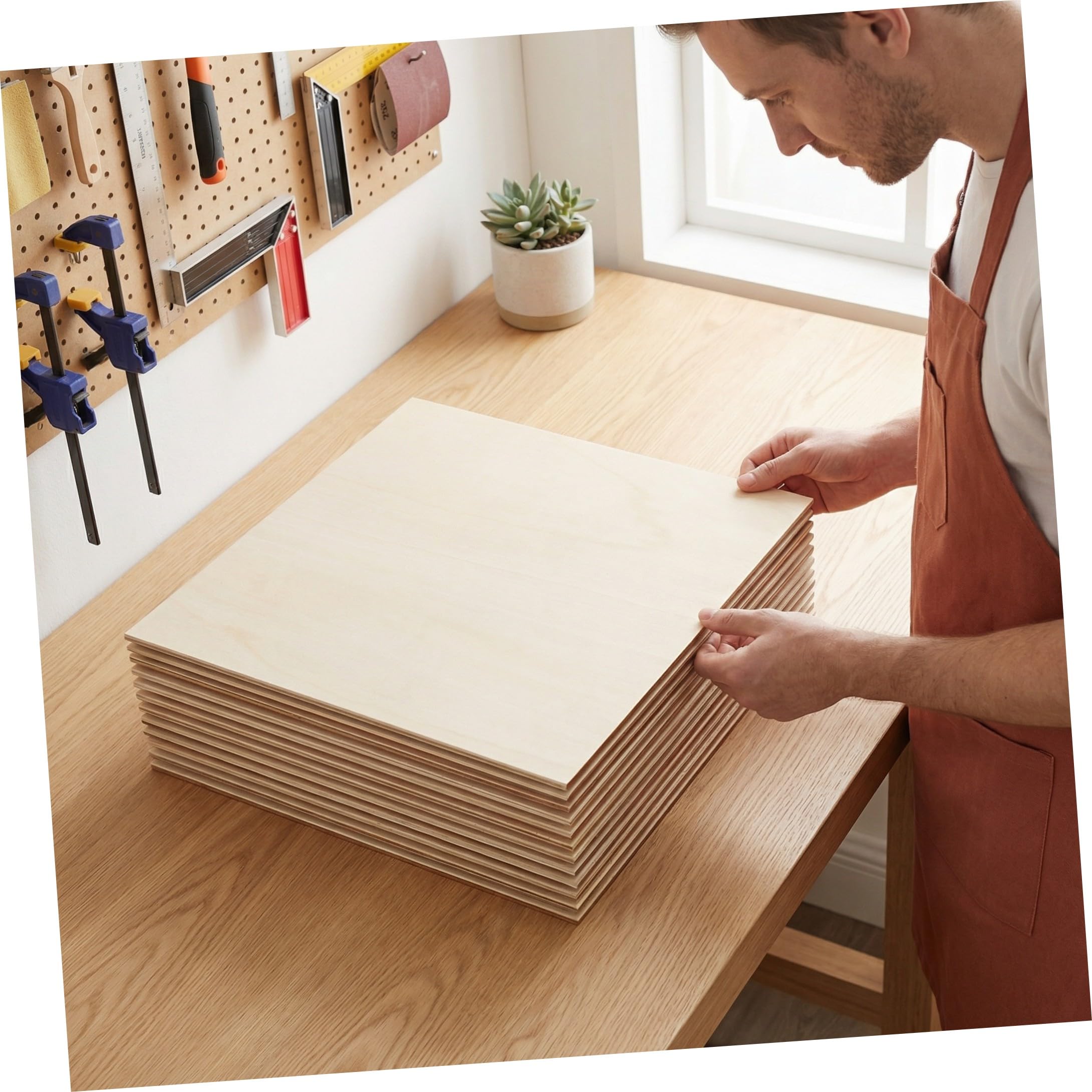 10 Stück Sperrholzplatte mit Natürlicher Holzmaserung Quadratische aus Buchenholz und Dekorativem Design für Selbstgemacht Bastelprojekte und Hobbyarbeiten