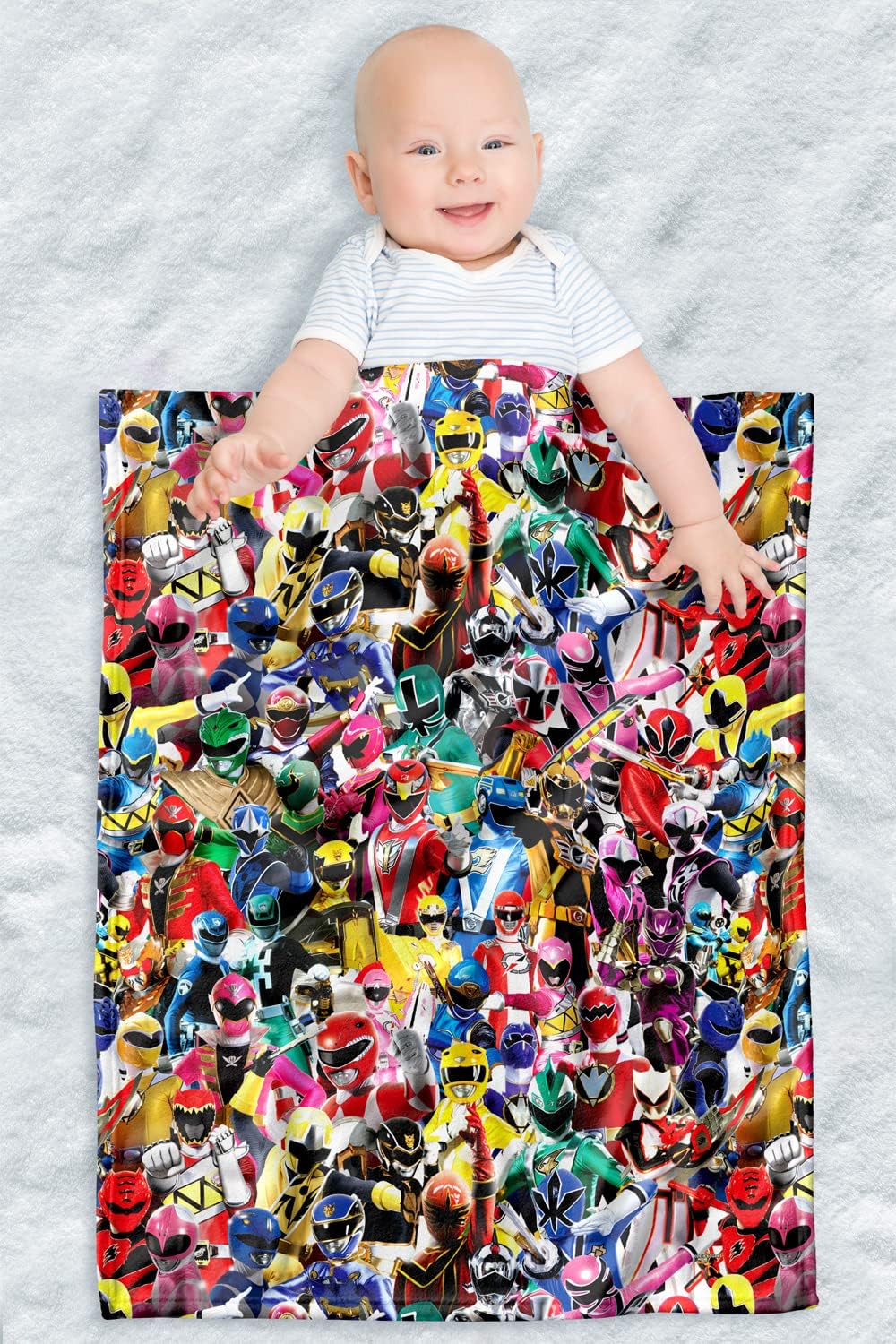 LOGOVISION Power Rangers Lightweight Baby Blanket, 30"X40", Crowd of Rangers Unisex for Infants Girls & Boys