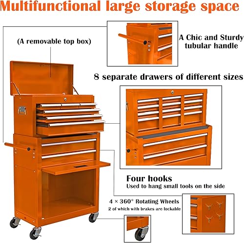 Miniatura 189 de Carro de herramientas de 4 cajones con ruedas, multifuncional, almacenamiento de herramientas, cajones, herramienta rodante, organizador