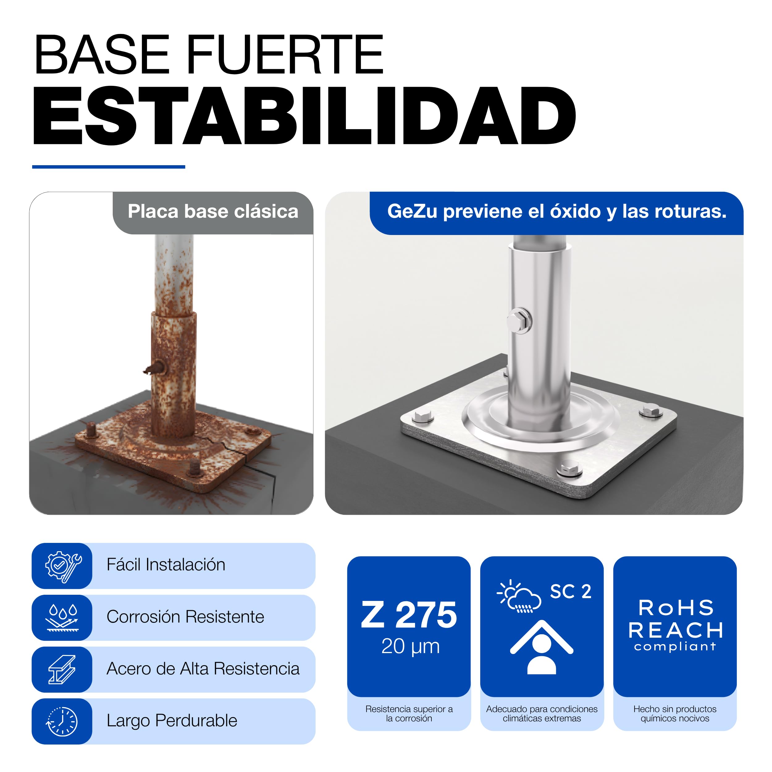 GeZu Impex Andamio Placa Base 135x110x120mm Juego of 16 | Galvanizadas Placas Base Andamios Estilo Baker de Alta Resistencia
