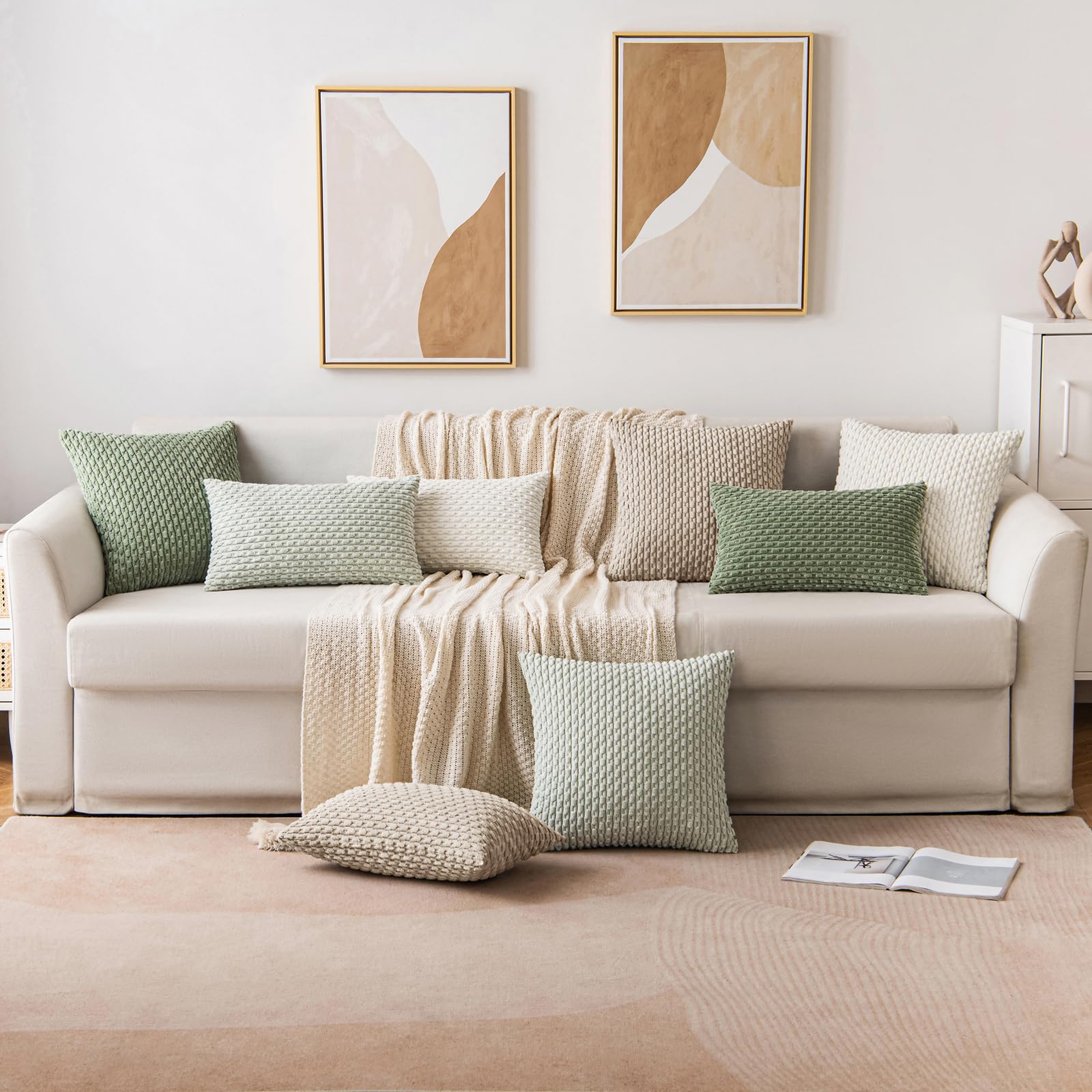 MIULEE Set 2 Federe Cuscini In Ciniglia 45x45 Cm – Rosso, Con Cerniera Nascosta, Per Divano E Camera Da Letto