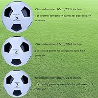 Vista 2 de Classic Black & White Soccer Ball with Pump - Machine Stitched PU Leather - Durable Training & Match Ball - Sizes 3, 4, & 5 for Kids & Adults