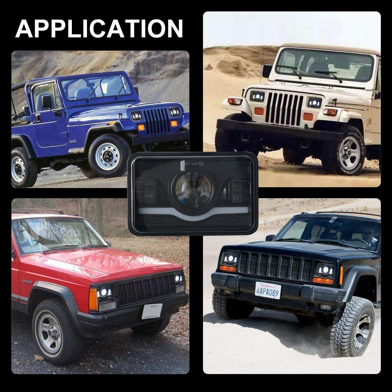 Amazon | 4X6 インチインチ LEDヘッドライト12V Hi/Lo切替型 DRL