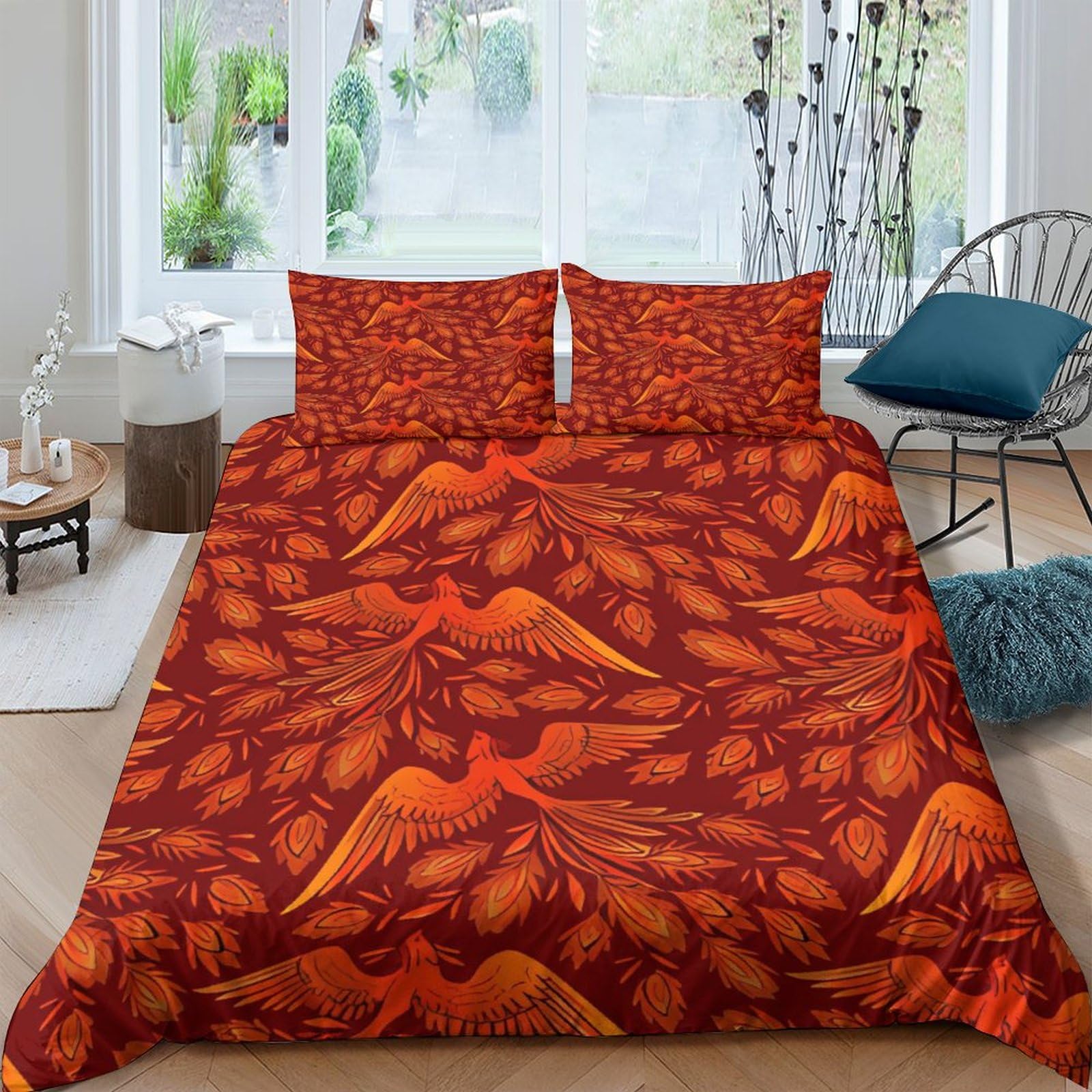 Housse de couette Phénix 200x200cm pour lit double adultes et enfants
