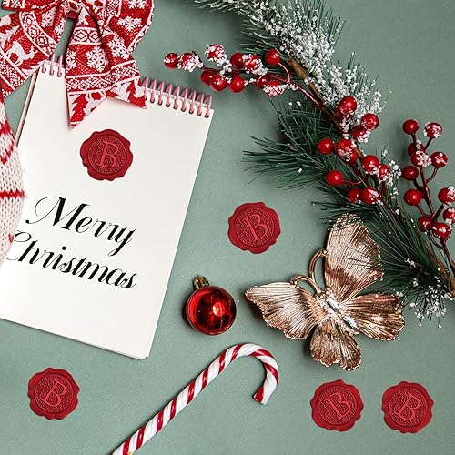 Miniatura 4 de CRASPIRE 50 calcomanías de sello de cera con letra B, inicial, autoadhesivas, calcomanías de cera de sobre rojo, calcomanías de cera para