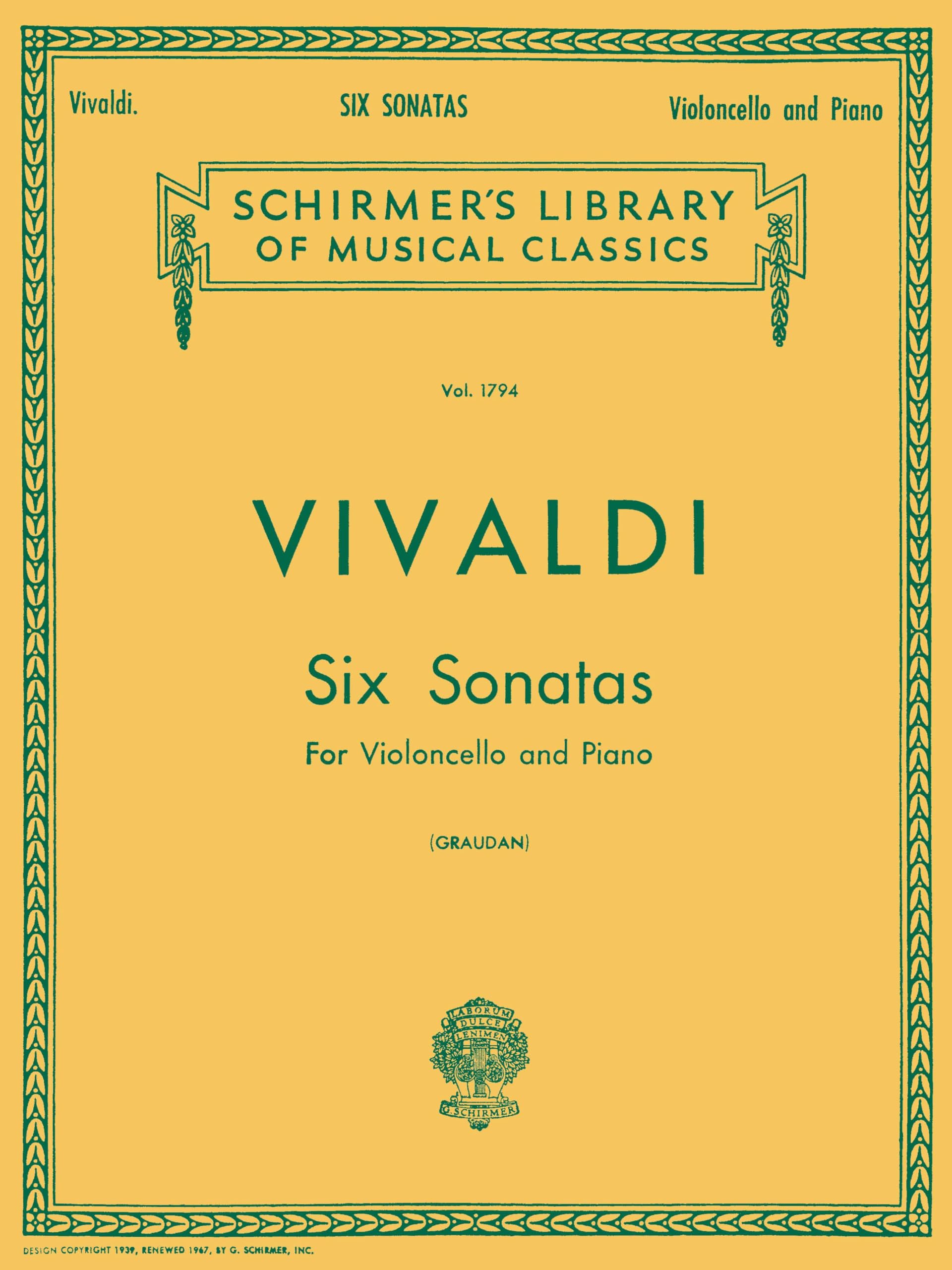 6 Sonatas: Schirmer Library of Classics Volume 1794 Cello and Piano