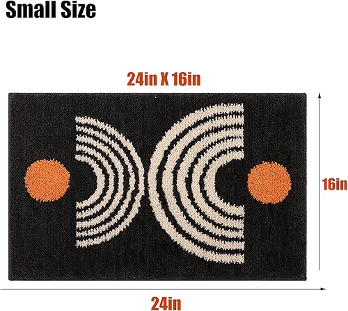 Miniatura 49 de Tapetes de baño bohemios, antideslizantes, abstractos, de microfibra, bonitos, color negro, lavable para tubo, lavabo, inodoro
