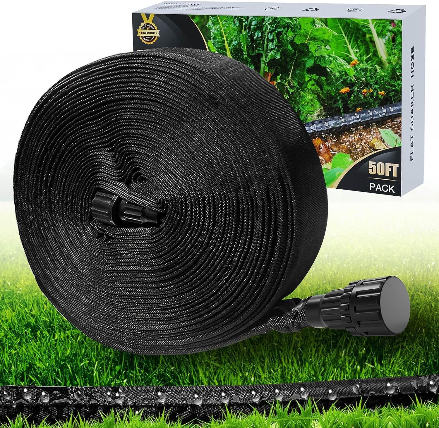 Soaker Hose 25ft for Garden Beds, 2024 Version Flat Soaker Hose Save 80 Water