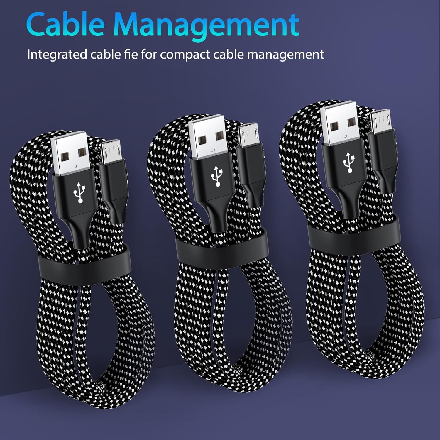 PS4 Controller Charger Cable 3-Pack 6FT for Xbox One Controller Dualshock 4,PS4 Charging Cord,Nylon Braided Micro USB Data Sync Cable for PlayStation 4 PS Slim Pro,Charge and Play Wire 6 ft