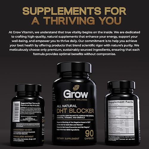 Miniatura 8 de grow vitamin Bloqueador DHT para el crecimiento y el grosor del cabello, biotina, palma enana americana, cola de caballo, ortiga, raíz de Fo-Ti,