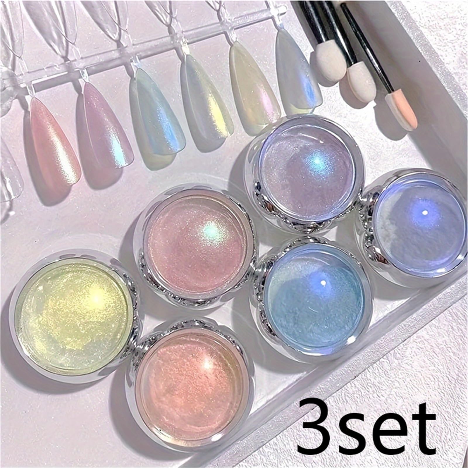 Polvere cromata unghie Polvere for unghie scintillante Aurora, smalto gel effetto specchio metallico multicromatico trasformante olografico per Manicure