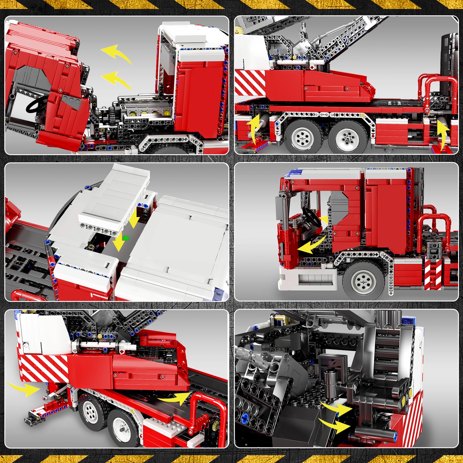 Mould King 17022 Technik Feuerwehr Drehleiter LKW Technik Bausatz – Ferngesteuertes Feuerwehrauto mit Motoren, Große Bausteine Modell für Erwachsene & Jugendliche ab 14 (4886 Teile)