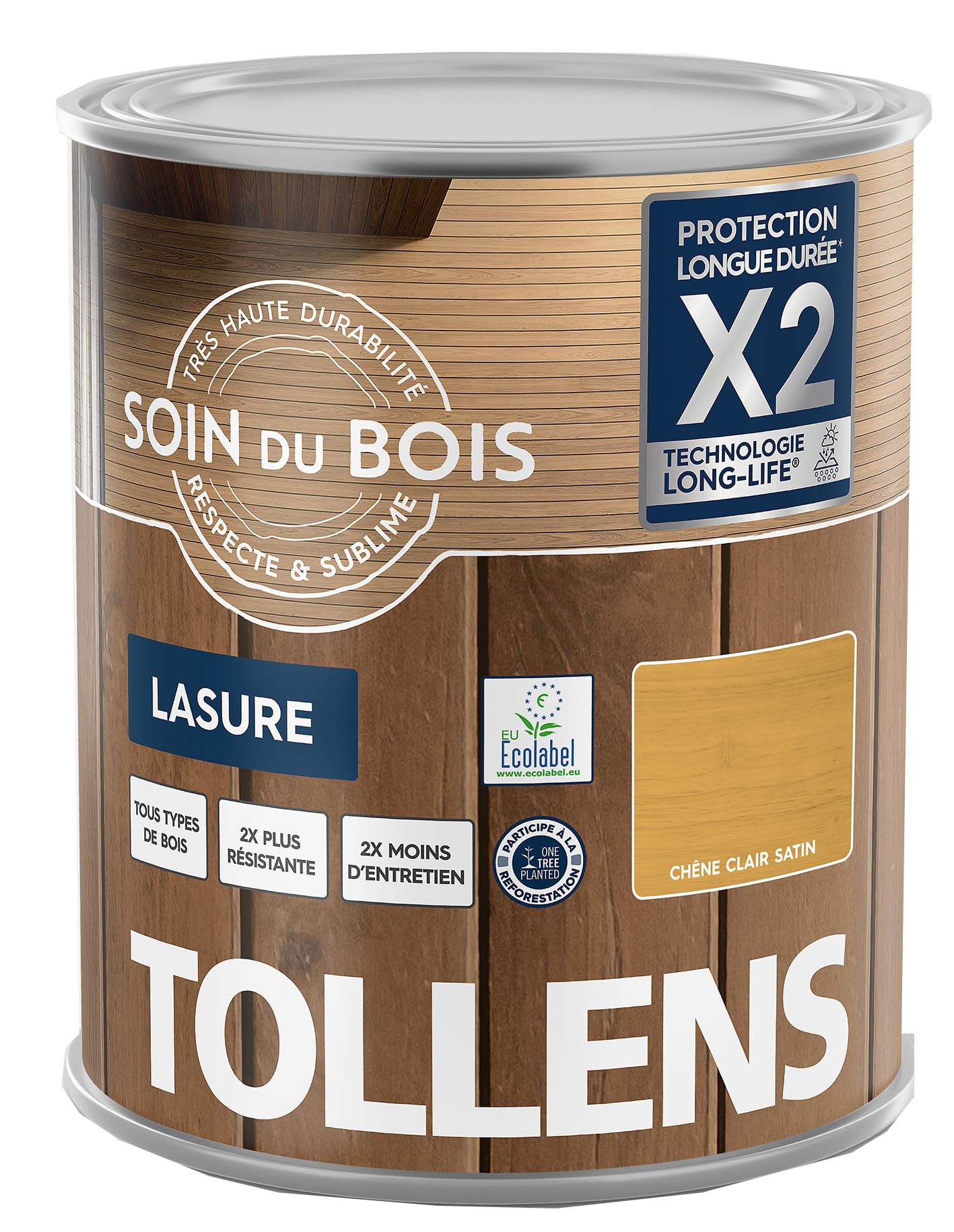 Tollens - Lasure - Ultra Résistante - Adhérence Renforcée - Protège et Décore - Protection Anti-UV - Technologie LONG-LIFE - Satin - Chêne Clair - 5 L
