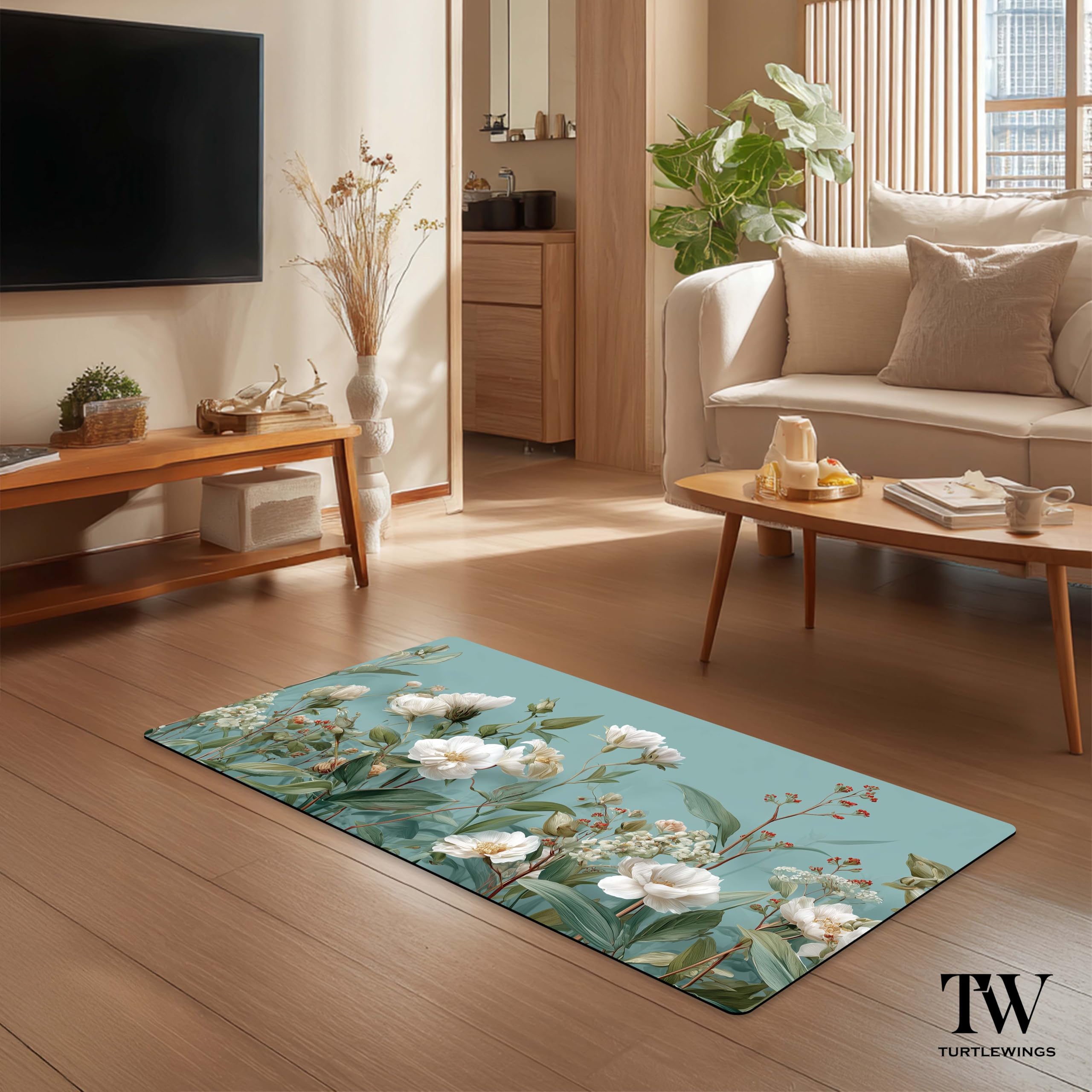 Galicha Bath Mat - Quick Dry Floral Blue -6