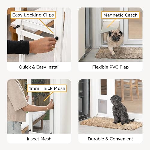 Miniatura 6 de Hakuna Pets V2 Panel de inserción para puerta de mascotas de patio para puertas correderas, se adapta a riel de puerta de 55.12 pulgadas de altura