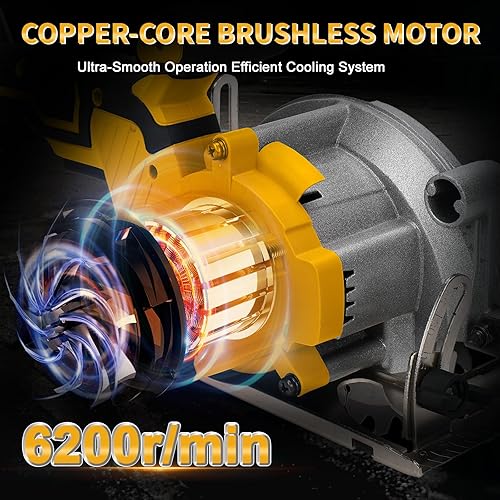 Miniatura 2 de Sierra circular inalámbrica de 5.5 pulgadas para batería Dewalt de 20V, sierra de madera eléctrica con motor sin escobillas, bisel de corte de 0-45,