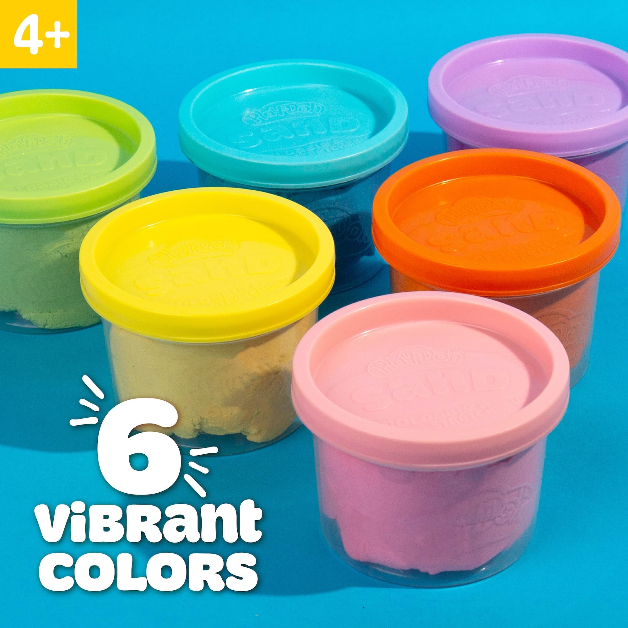 Play-Doh 6-częściowy zestaw piasków zapachowych, piasek do zabawy w zamykanych pudełkach, wypełnienie pojemników sensorycznych, zabawki podróżne, zabawne prezenty dla dzieci od 4 lat