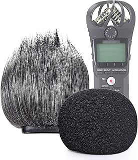 SUNMON Foam Pop Filter & Furry Windscreen Muff for Zoom H1n & H1 Handy Recorder, Outdoor Deadcat and Indoor Foam Cover Wind Shiled（2Pack）