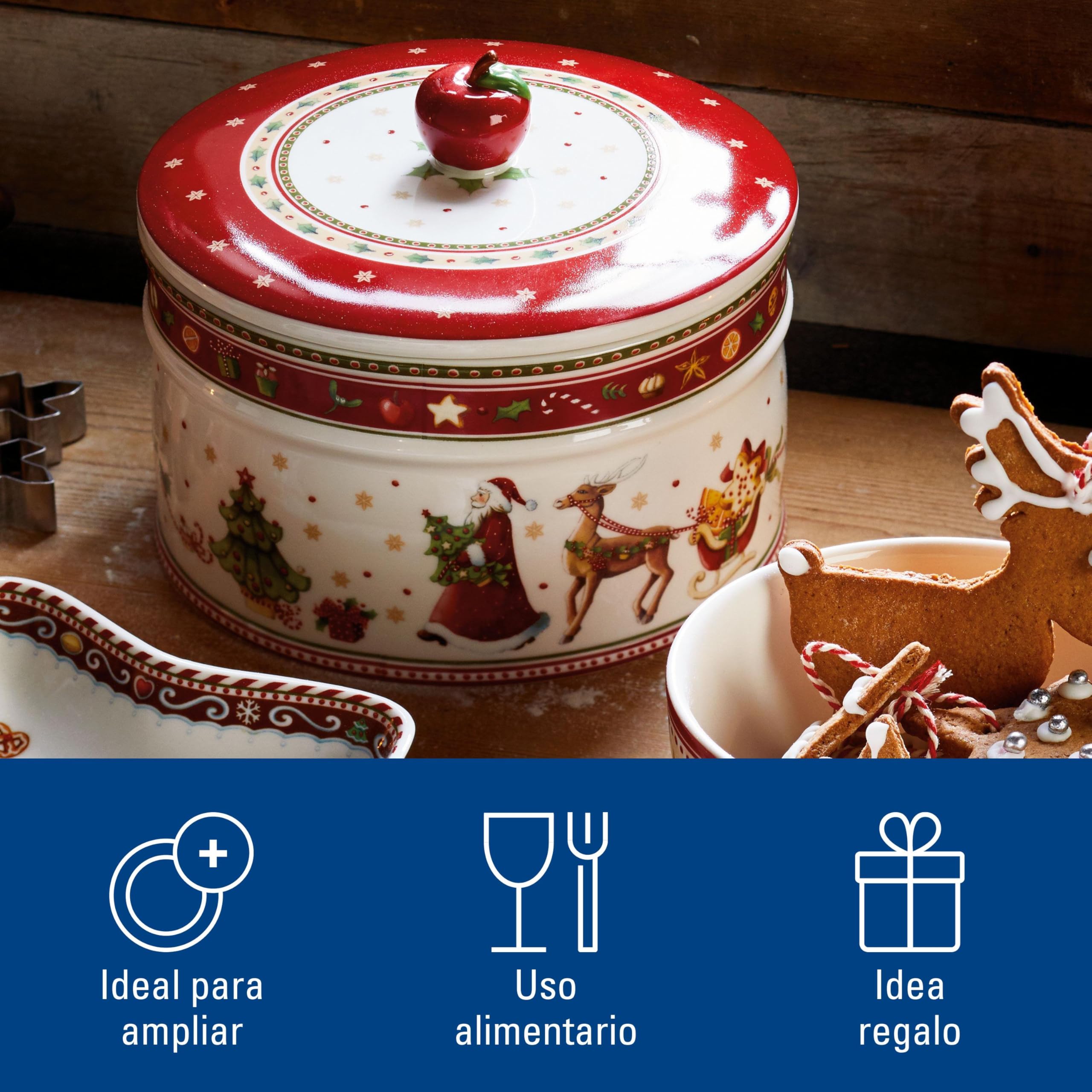 Villeroy & Boch Winter Bakery Delight, Bote Grande Para Pastas Y Galletas, Porcelana Premium, Multicolor