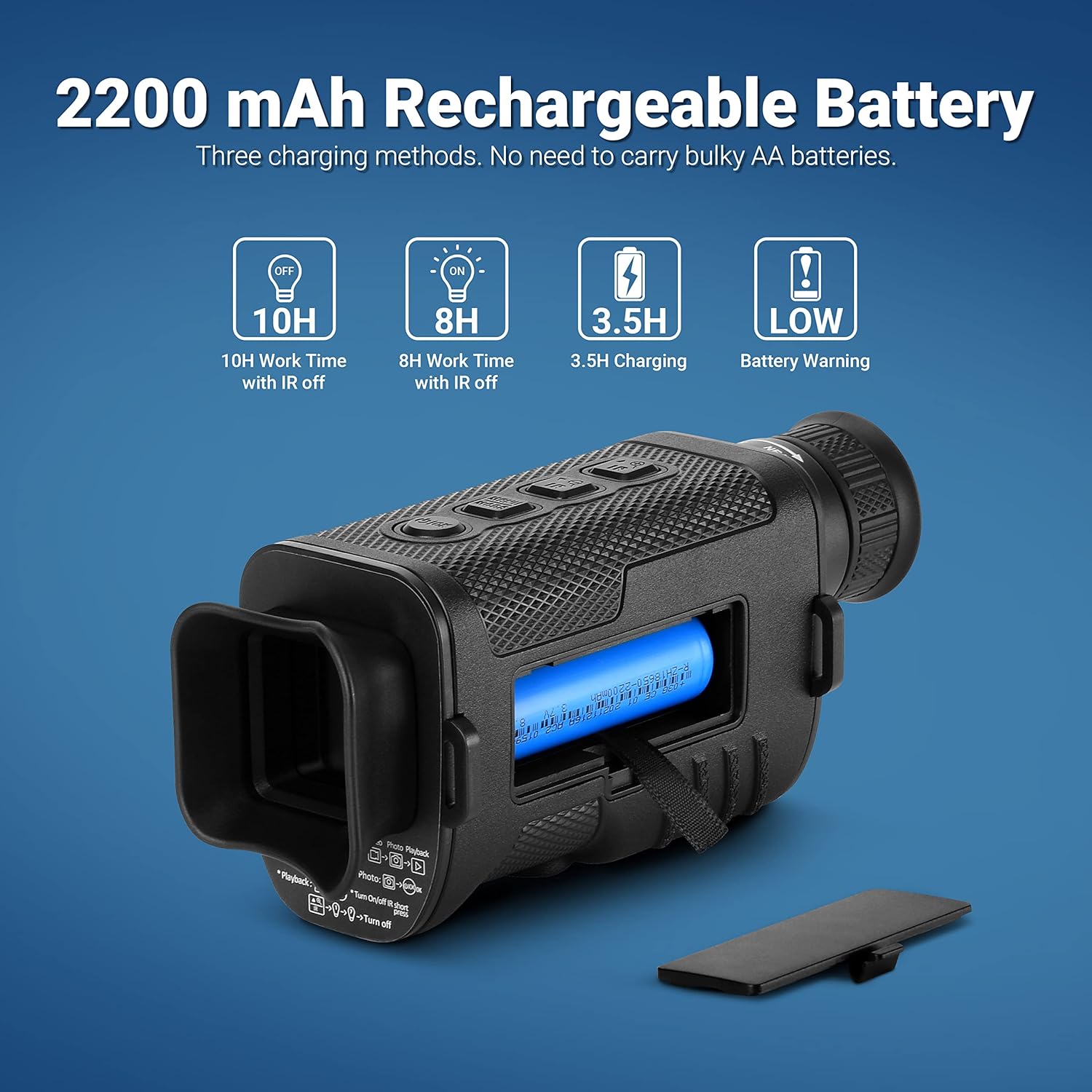 Diagram showing battery installation and charging methods