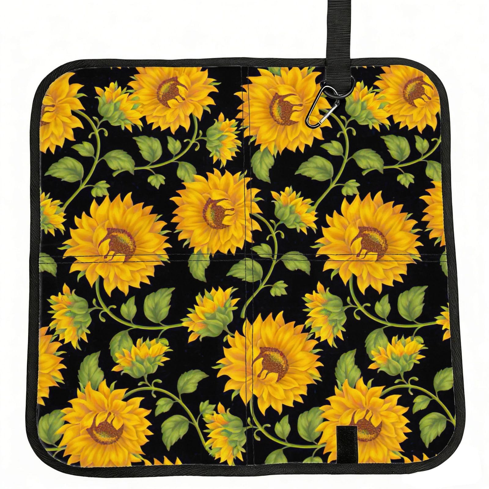 bghdfa Sunflower Pattern Print Outdoor Sitting Mat Waterproof Oxford Cloth Seat Cushion Folding Foam Camping Seat For Picnic