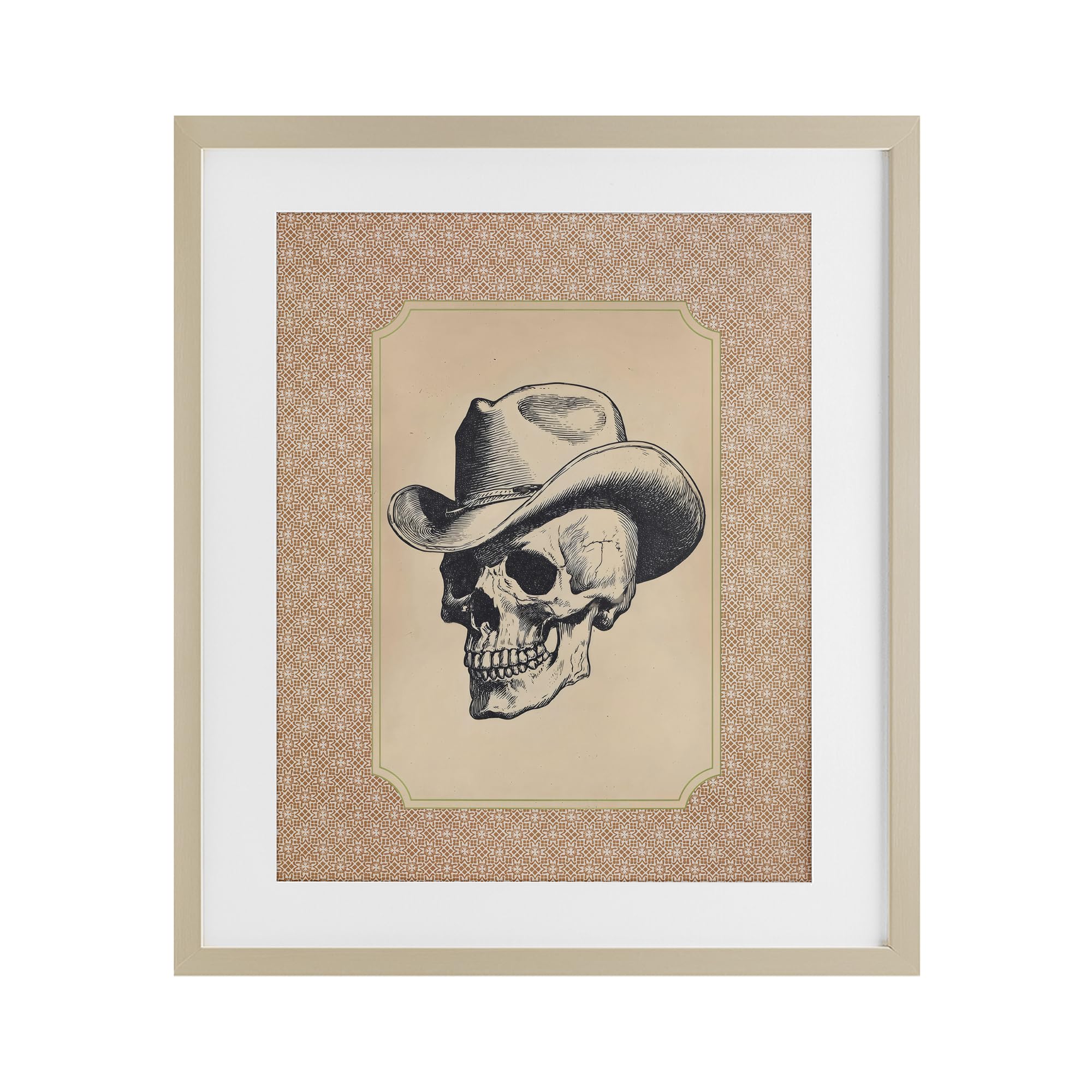 Stupell Industries Vintage Cowboy Skull Birch Framed Print Under Glass, design by Arlington Prints, 21 x 17
