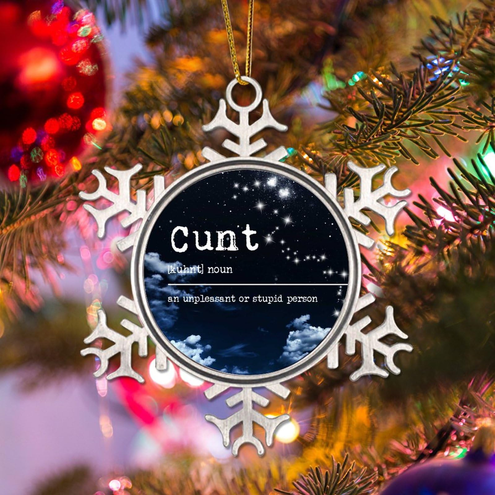 Podbyyou Cunt Christmas Hanging Ornament Noun Definition Christmas Decor Keepsake Word Description Metal Snowflake Ornament Holidays Decoration To Her