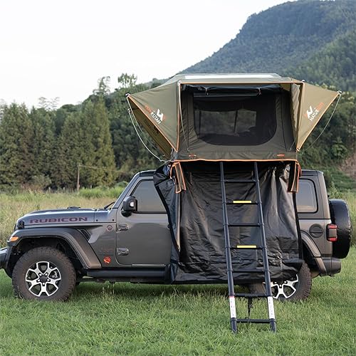 Miniatura 8 de Large Sunroof Car Rooftop Tent Soft Shell Roof Top Tent Car Tent Naturnest SUV Roof Tent for Camping All Seasons with Removable Rainfly & Telescopic