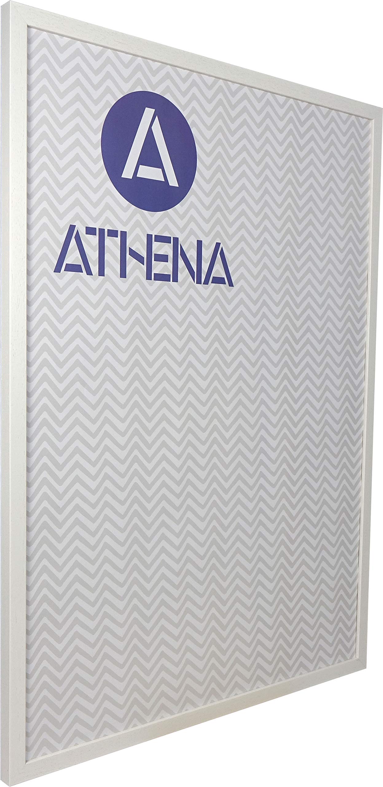 Athena White Woodgrain Thin Block Premium Wood Picture Frame 36" X 24" - 36 X 24 Frame - Photo Frame - 36X24 Frame With Clear Styrene Sheet & Wall Mounted Hook – 24 X 36 Inches